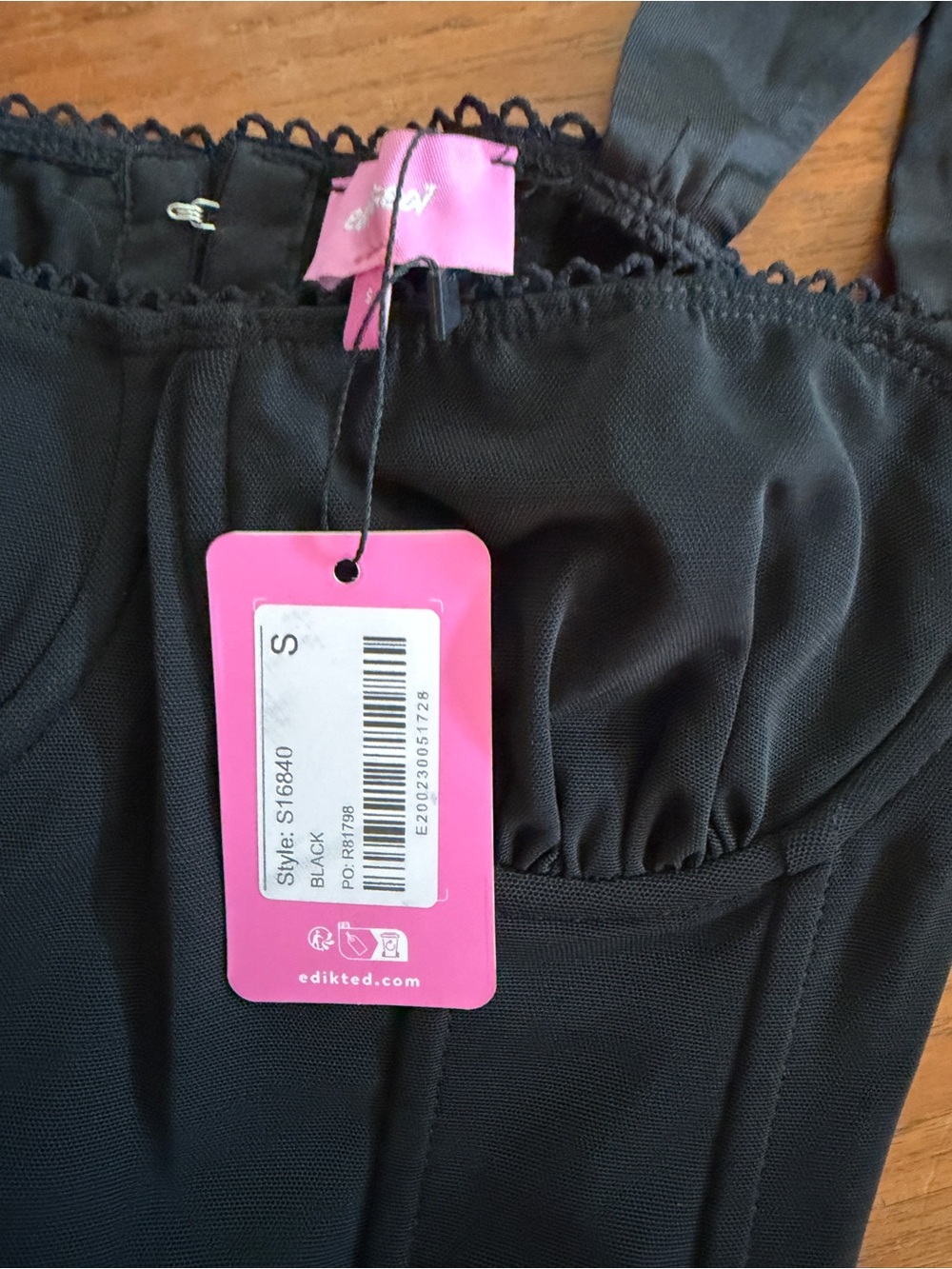 Edikted Marcella wide strap corset top sz Small black NWT - Picture 5 of 7